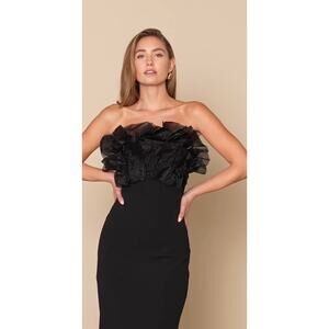 Lulus Women's Evening Excellence Black Ruffled Strapless Dress Sz XL NWOT # 1